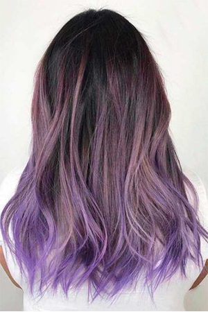 coloration ombré hair violet